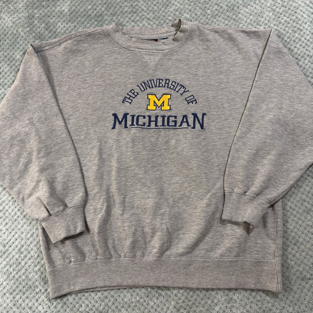 VTG 90's Michigan Wolverines Crable Sportswear Gray Crewneck Sweatshirt Sz L